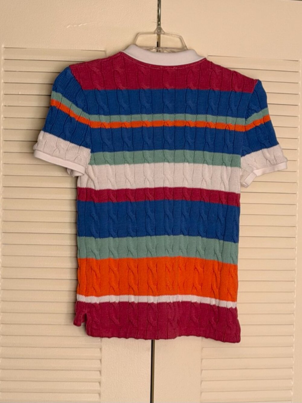 Ralph Lauren Women’s Stripe Cable Knitted Polo Shirt Size S - Picture 2 of 7
